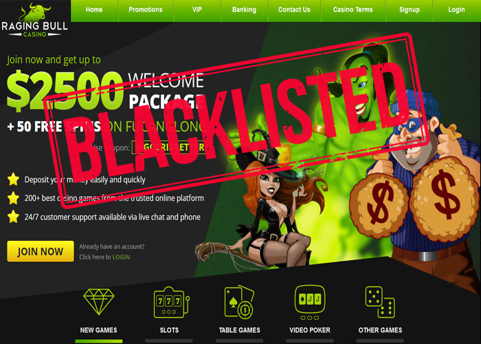 Raging Bull Casino is now Blacklisted