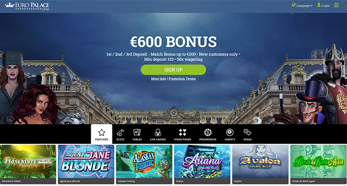 Play Euro Palace Casino with $600 in Welcome Bonuses