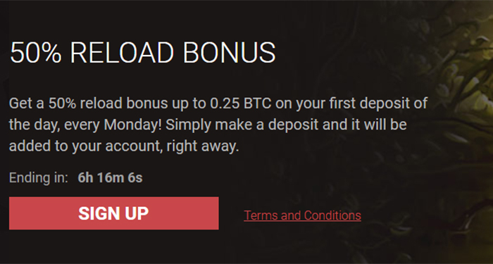 It's a Monday 50% Reload Bonus at Bitstarz Casino