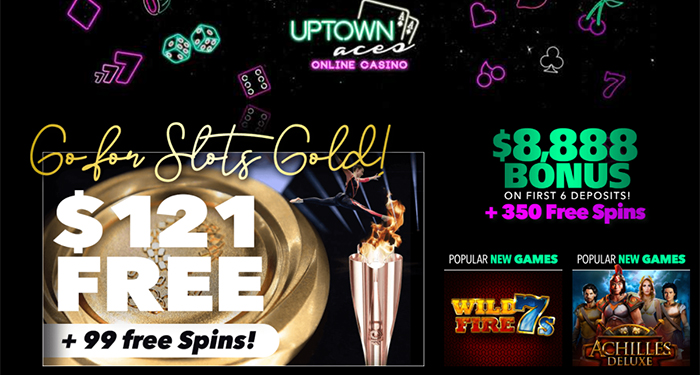 Play Uptown Aces Slots Gold Pack w/ $121 Free Chip + 99 Freedom Spins