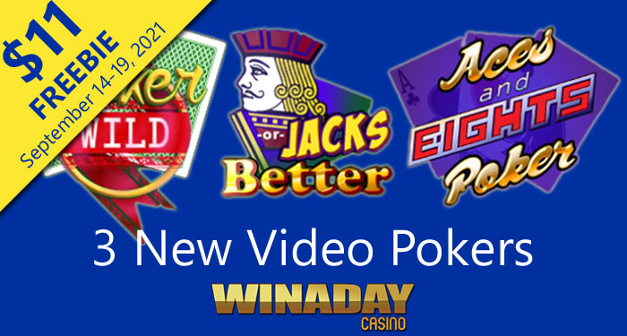 WinADay Casino Giving $11 Freebie to Try 3 New Video Poker Games