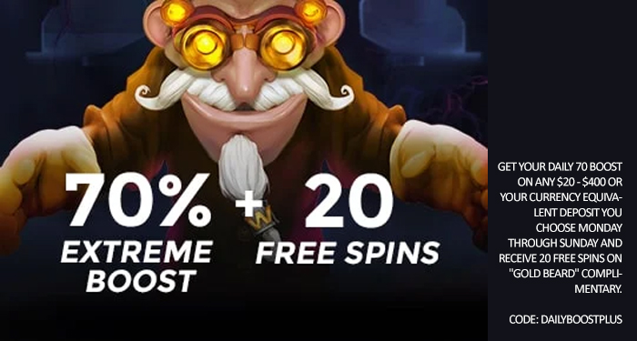 Play Gold Beard at Casino Extreme w/ an Extra 70% Boost