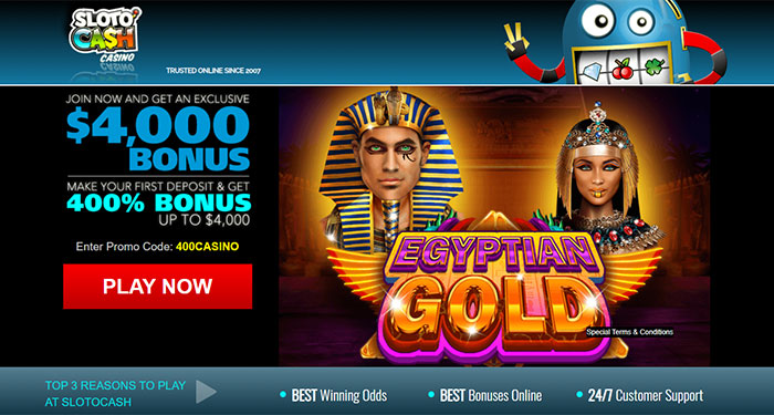 Egyptian Gold is LIVE at Slotocash Receive one of Two Special Bonuses