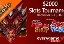 Everygame Poker’s New Casino Games Section with $2000 Slots Tournament Everygame Poker's New Casino Games Section with $2000 Slots Tournament