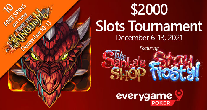 Everygame Poker's New Casino Games Section with $2000 Slots Tournament