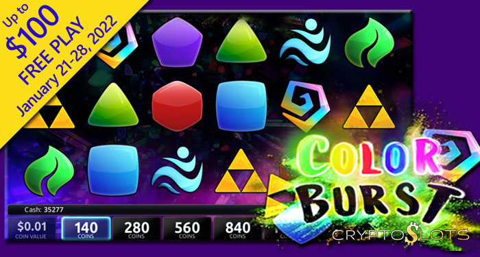 CryptoSlot Casino is Giving up to $100 to Try Its New 'Color Burst' Game