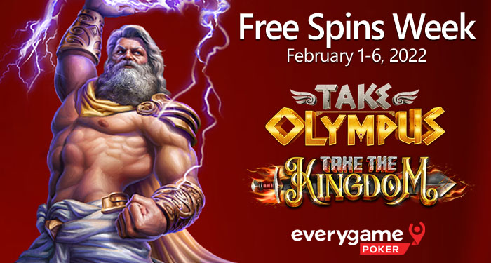 Take the Kingdom to Free Spins on Mount Olympus at Everygame Poker