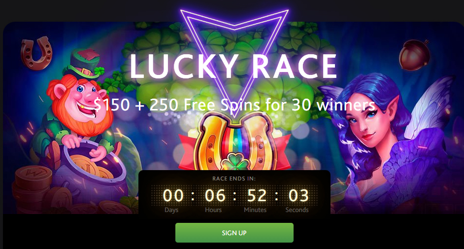 Lucky Race, $150 + 250 Free Spins for 30 Winners at Bitstarz
