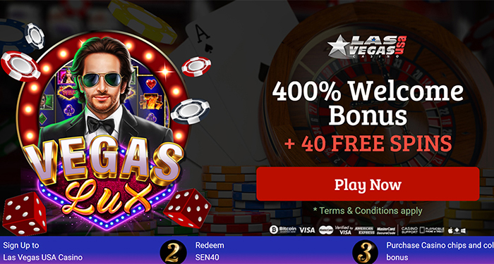 Get a 400% Welcome Bonus + 40 Free Spins at Las Vegas USA