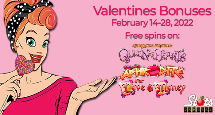 Cupid, The Queen of Hearts and Aphrodite Free Spins Valentine Bonus