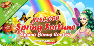 Spring Free Spins and $240K Bonus Contest at Everygame Spring Fortune