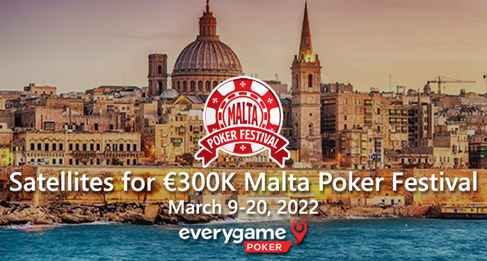 $1 Satellites for €300K Malta Poker Festival at Everygame Malta Poker Festival