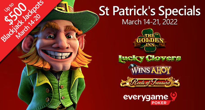 St Patrick, Get 75 Free Spins on Lucky Clovers, No Deposit