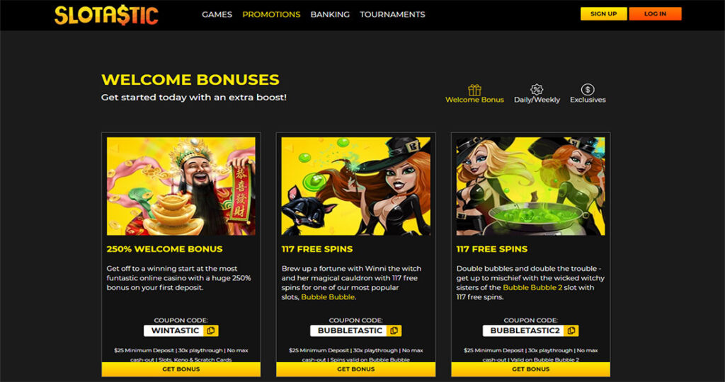 Slotastic Casino Bonuses