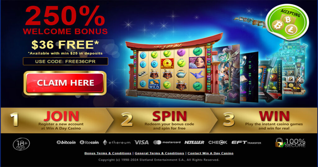 Win A Day Casino Homepage