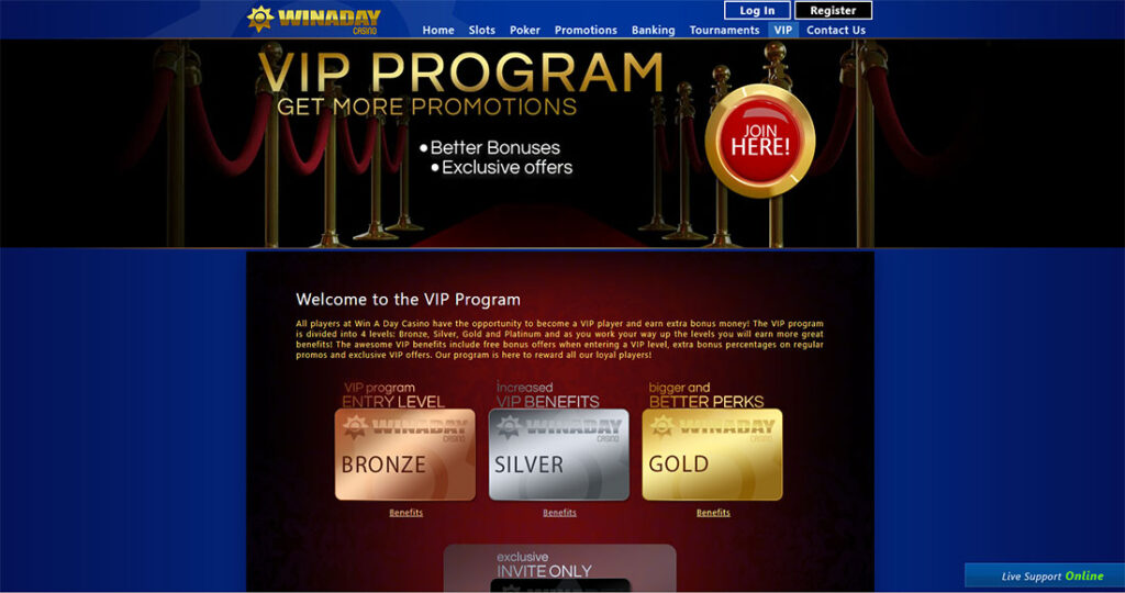 Win A Day Casino VIP Program